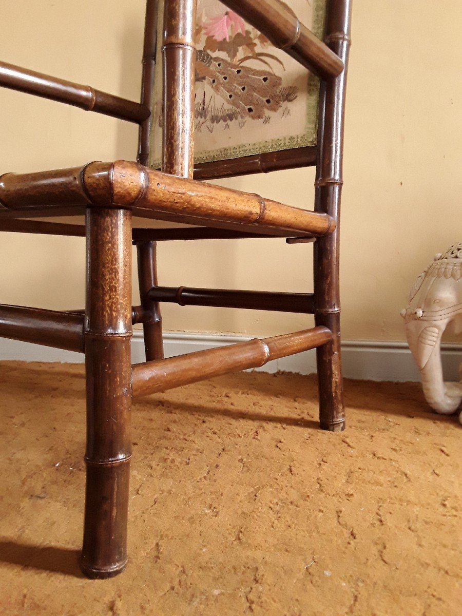 Fauteuil En Bambou d'époque XIX ème. -photo-3