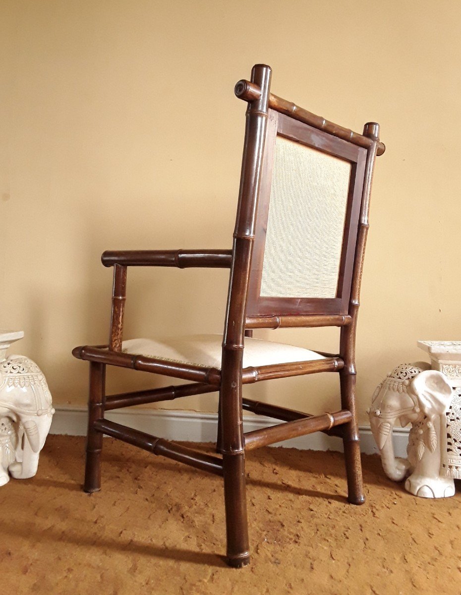 Fauteuil En Bambou d'époque XIX ème. -photo-7