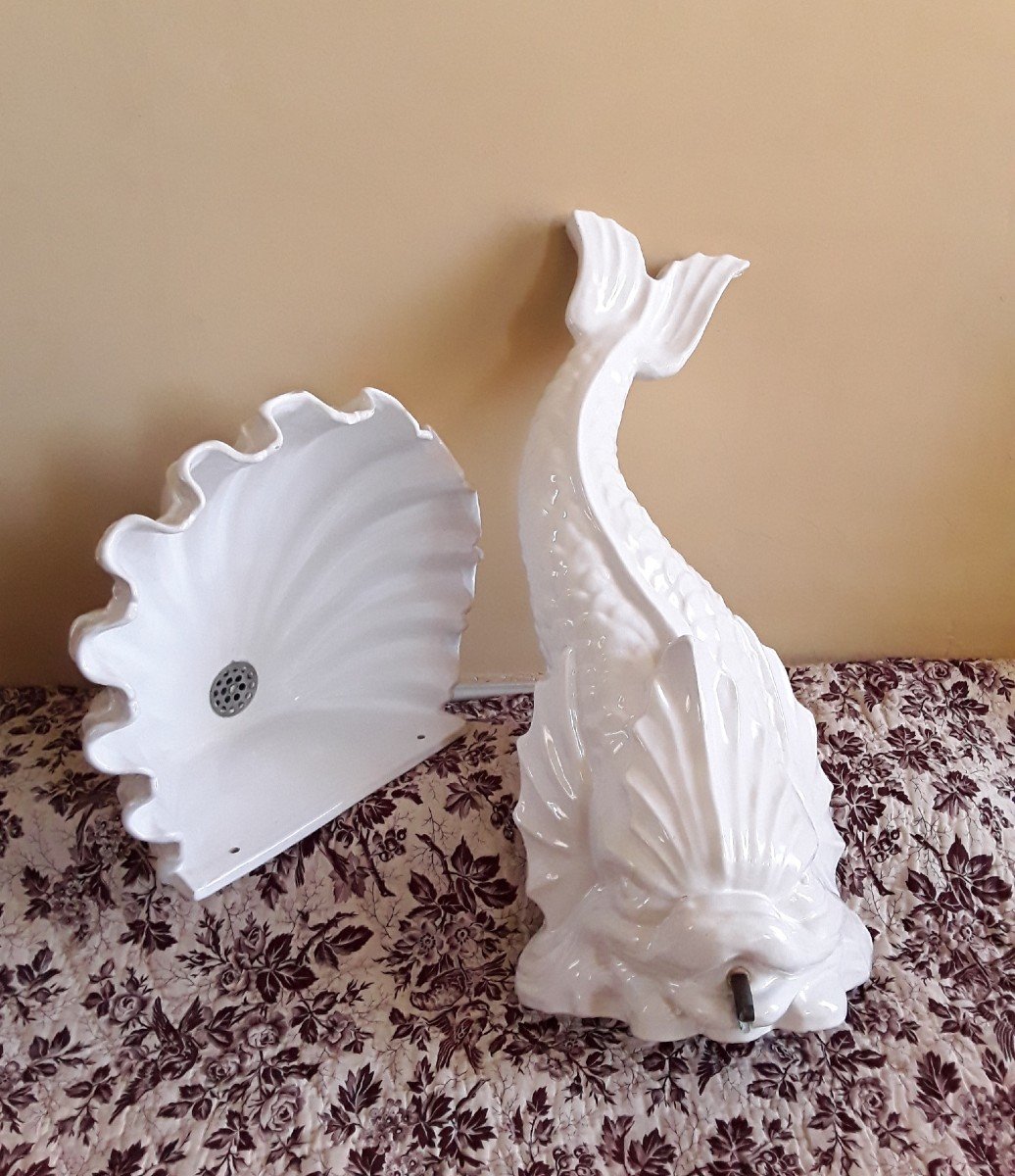 Fontaine (lave Mains) En Faïence Blanche. -photo-2