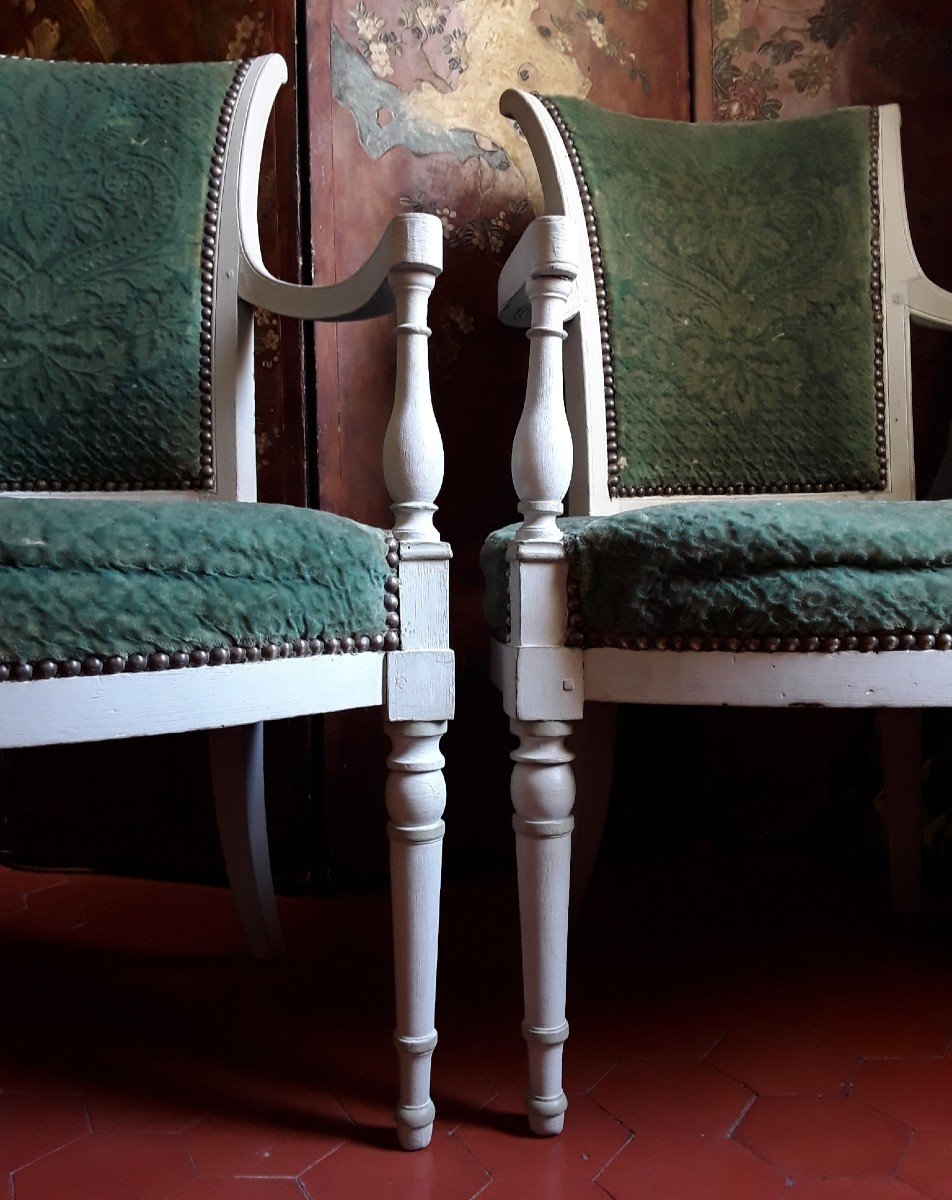 Paire De Fauteuils d'époque Directoire. -photo-3