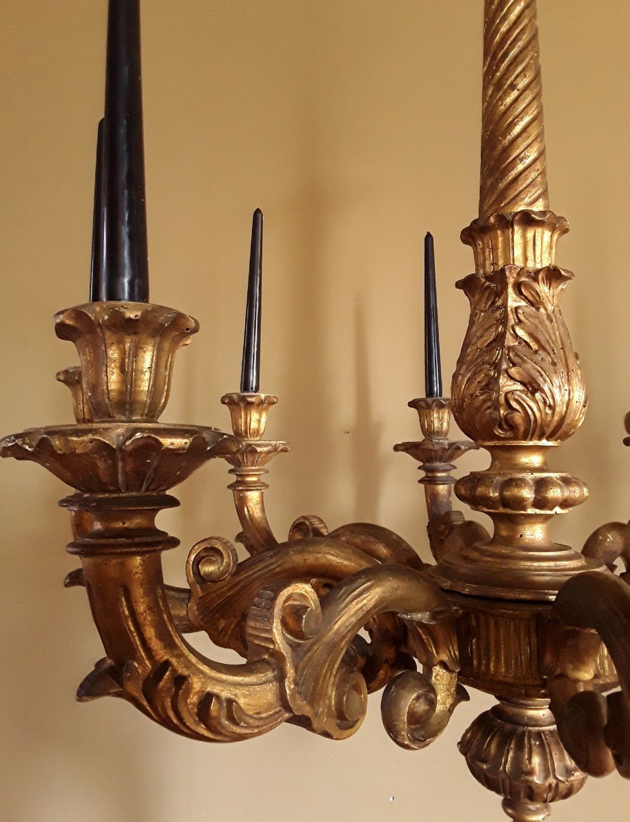Grand Lustre En Bois Doré (diamètre 85 cm).-photo-5