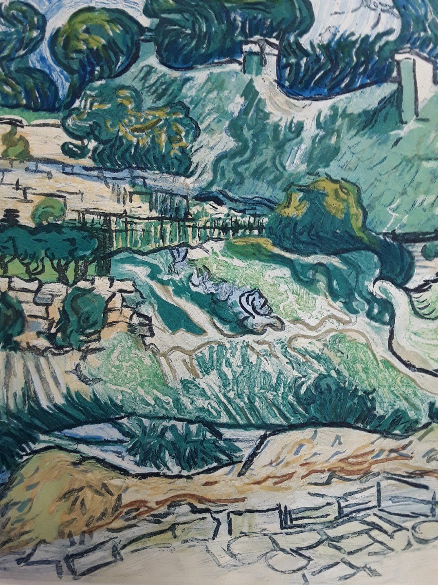 "les Chaumes De Cordeville" Estampe d'Après Vincent Van Gogh.-photo-1