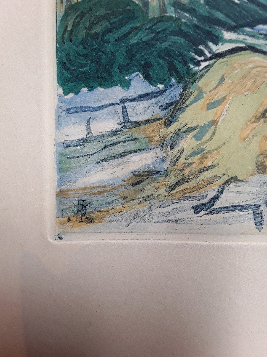 "les Chaumes De Cordeville" Estampe d'Après Vincent Van Gogh.-photo-2