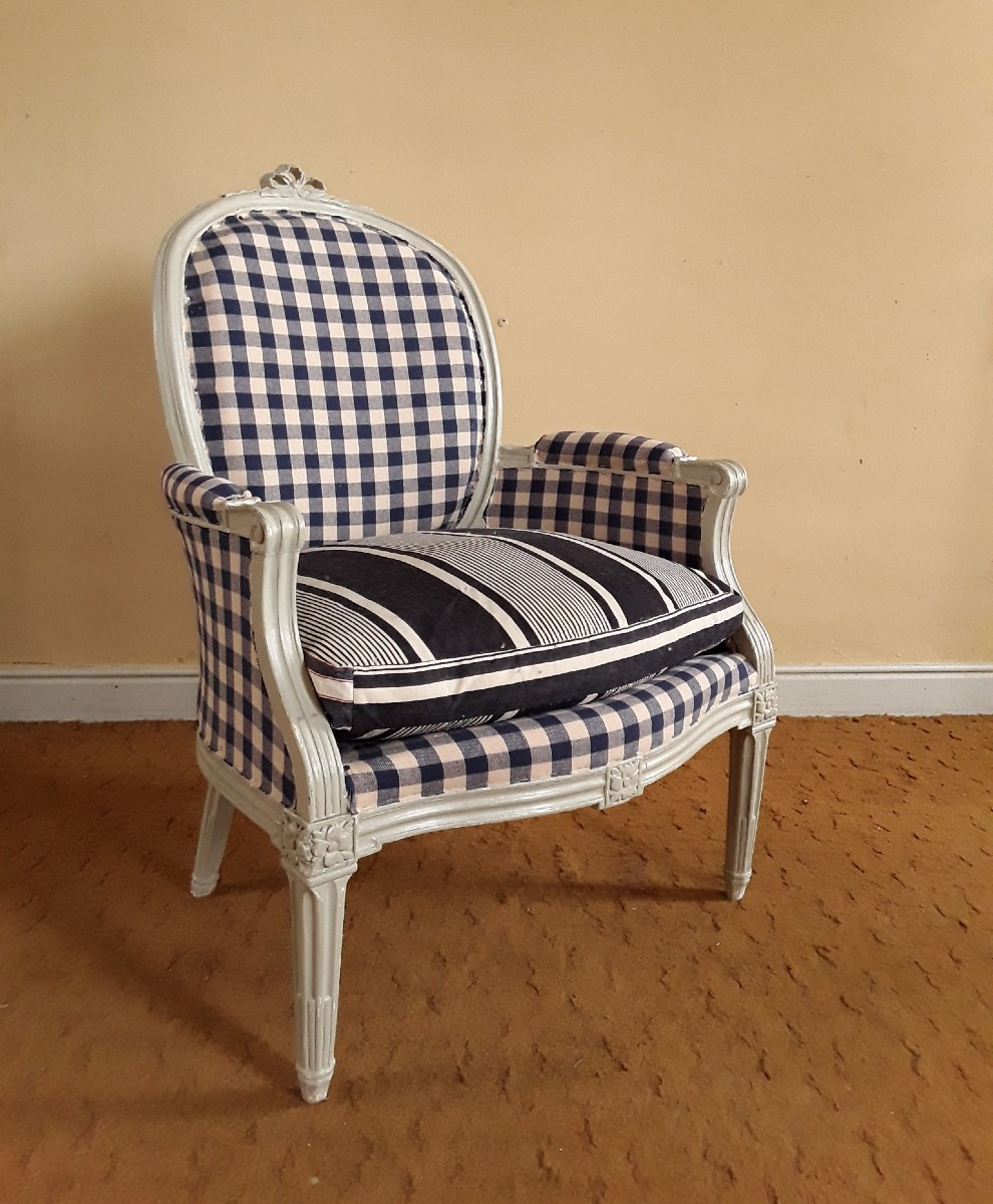 Large Paire De Bergères d'époque Louis XVI. -photo-4