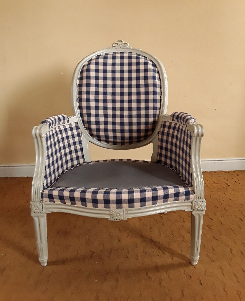 Large Paire De Bergères d'époque Louis XVI. -photo-7