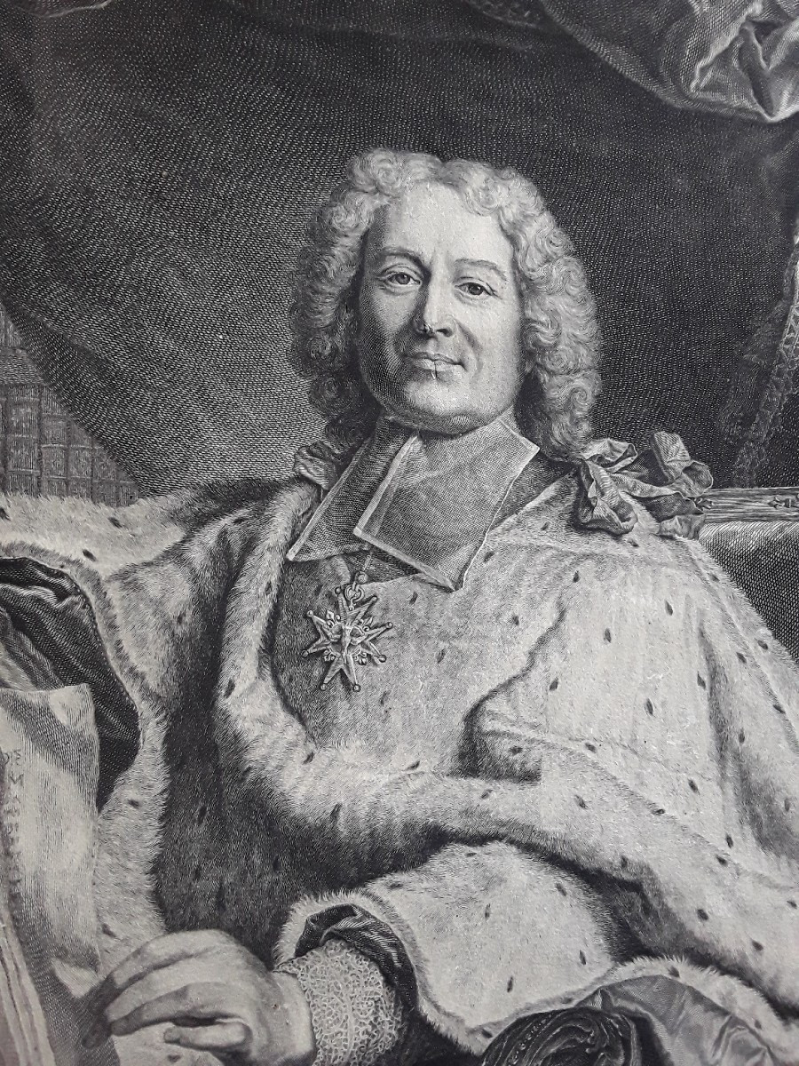 Portrait de Beauvau de Rivau d'après Hyacinthe Rigaud. 1727.-photo-1