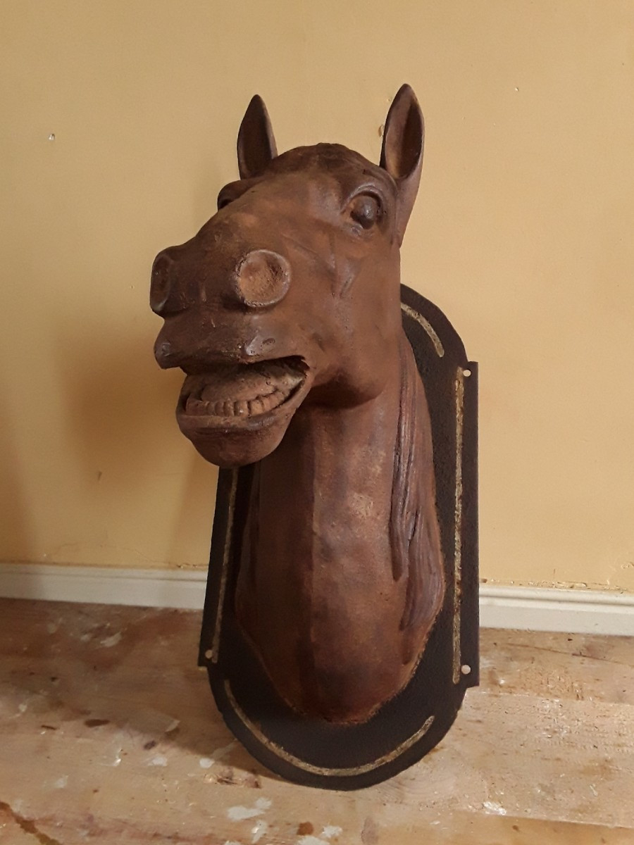 Large Cast Iron Horse Head. H 80 Cm
