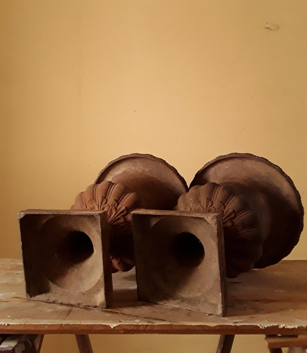 Pair Of 19th Century Medici Vases. H 46 Cm.-photo-6