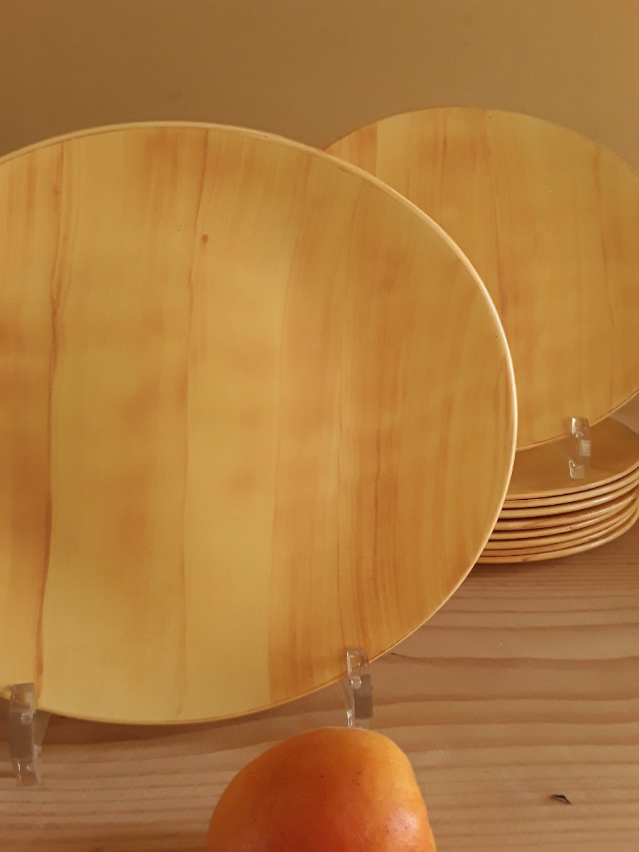 Service en faïence à décor de faux bois. Années 50.-photo-8