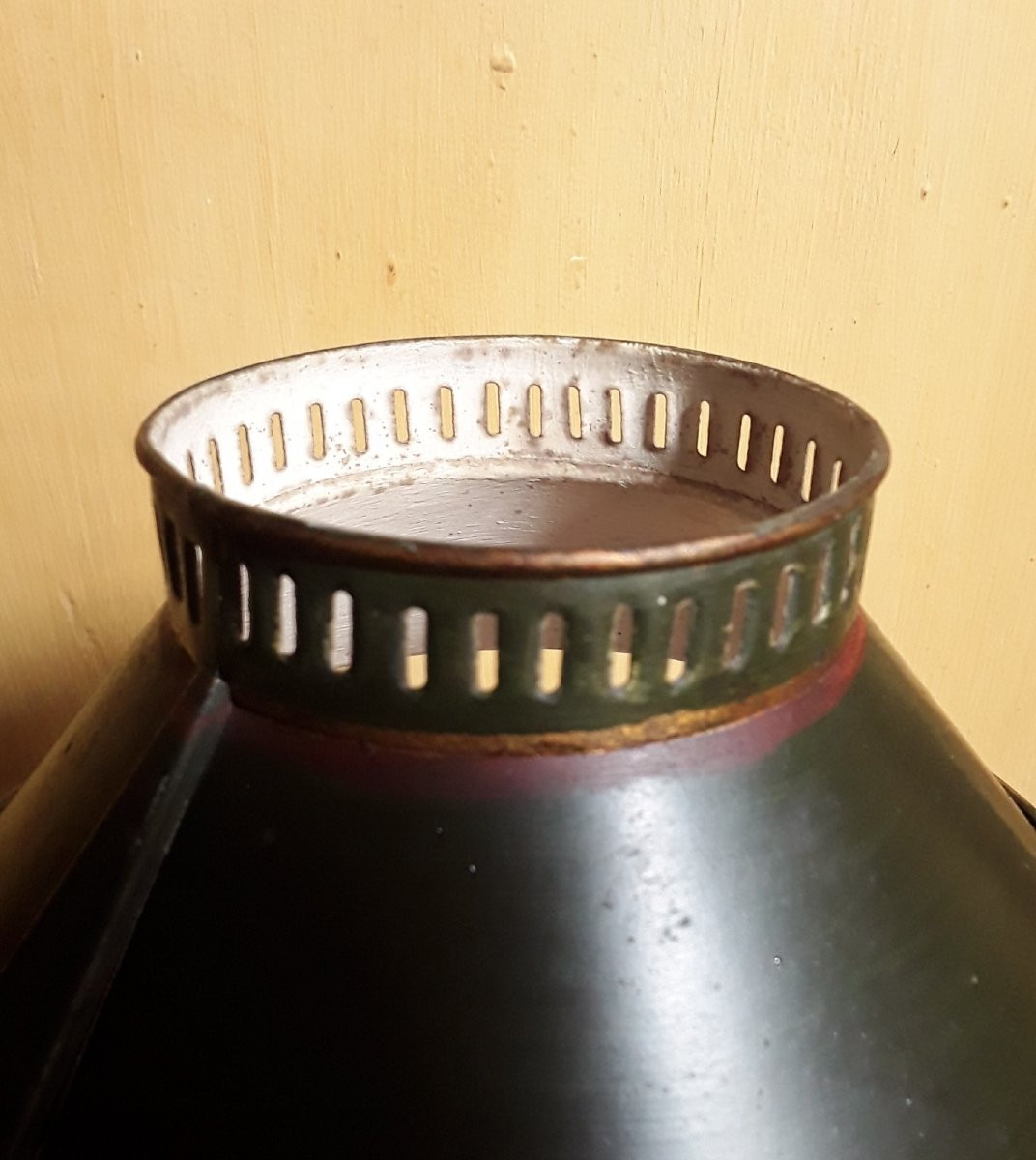 Oil Lamp. Painted Sheet Metal From The Directoire Period. -photo-3