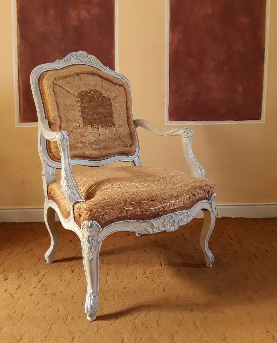 Importante paire de fauteuils de style Louis XV. -photo-4