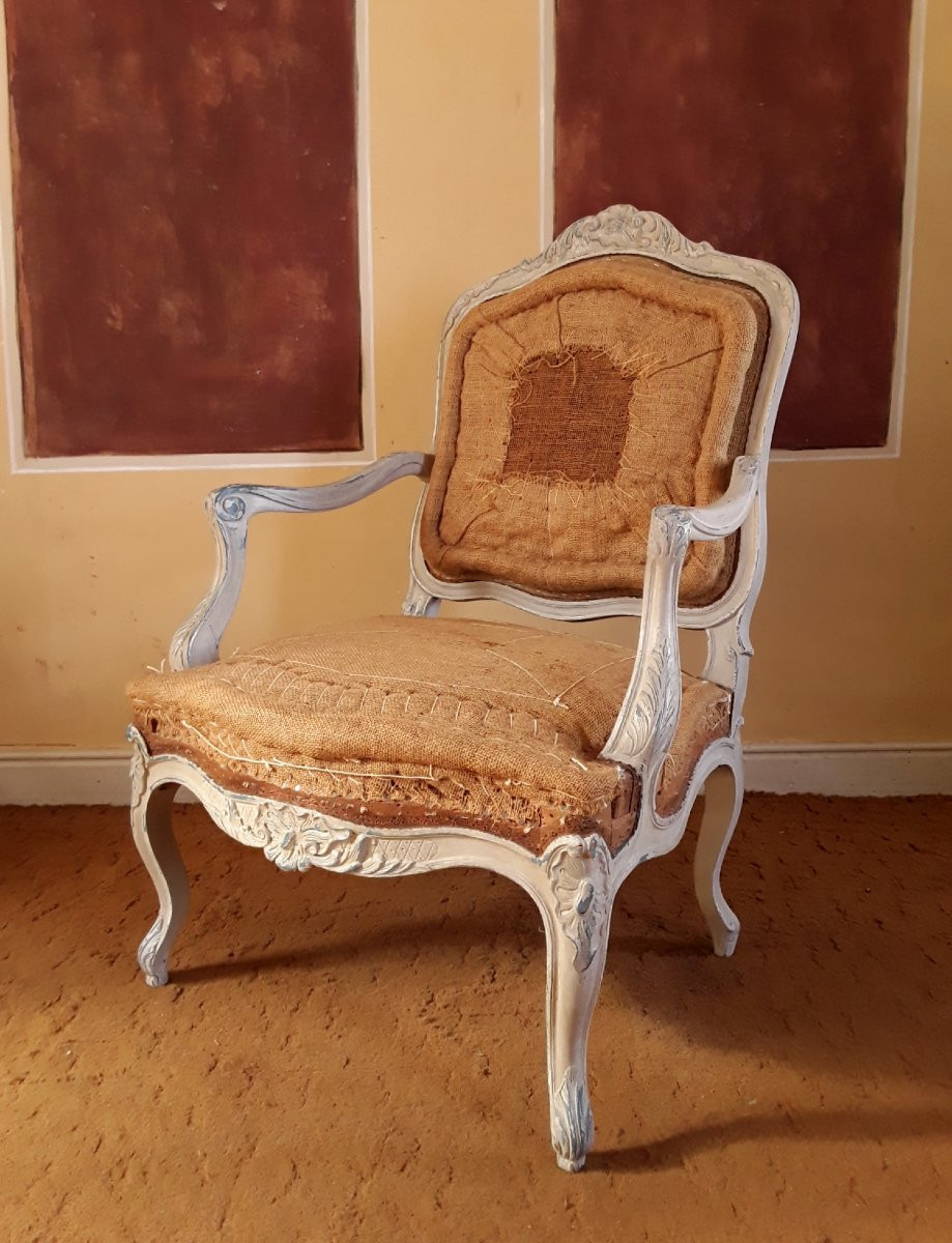 Importante paire de fauteuils de style Louis XV. -photo-5