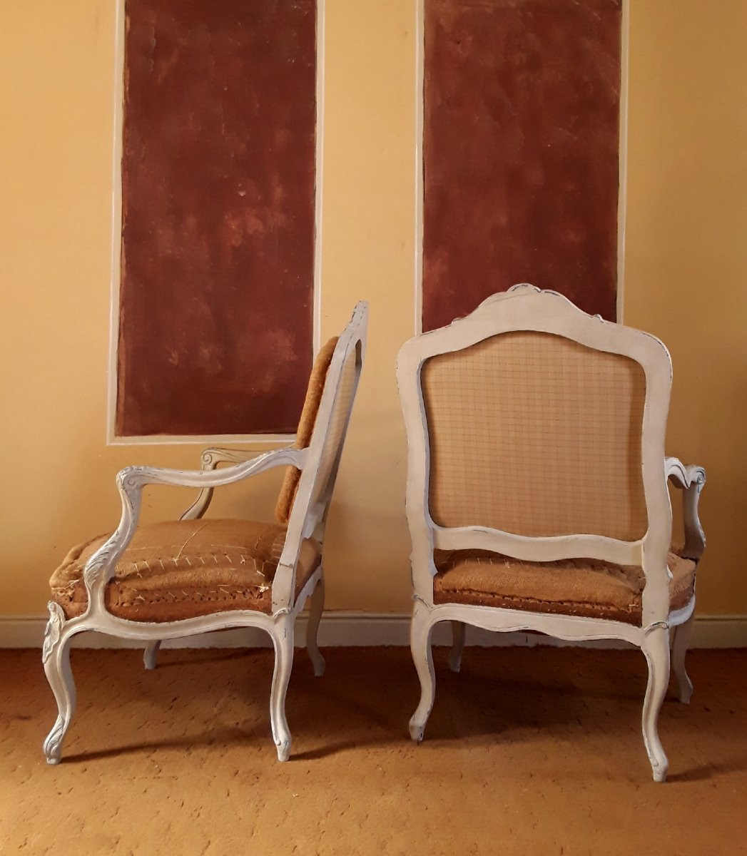 Importante paire de fauteuils de style Louis XV. -photo-7