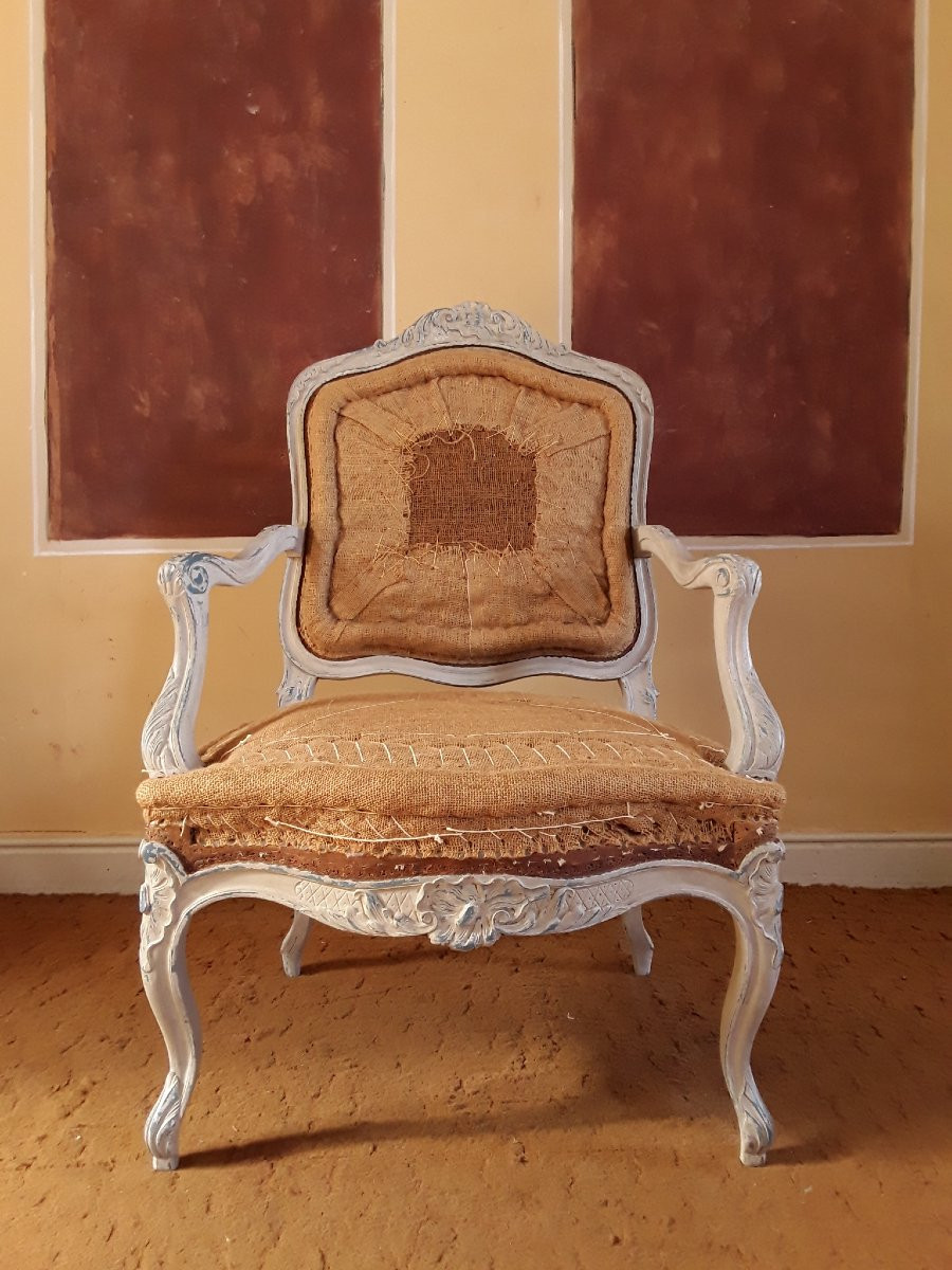 Importante paire de fauteuils de style Louis XV. -photo-8