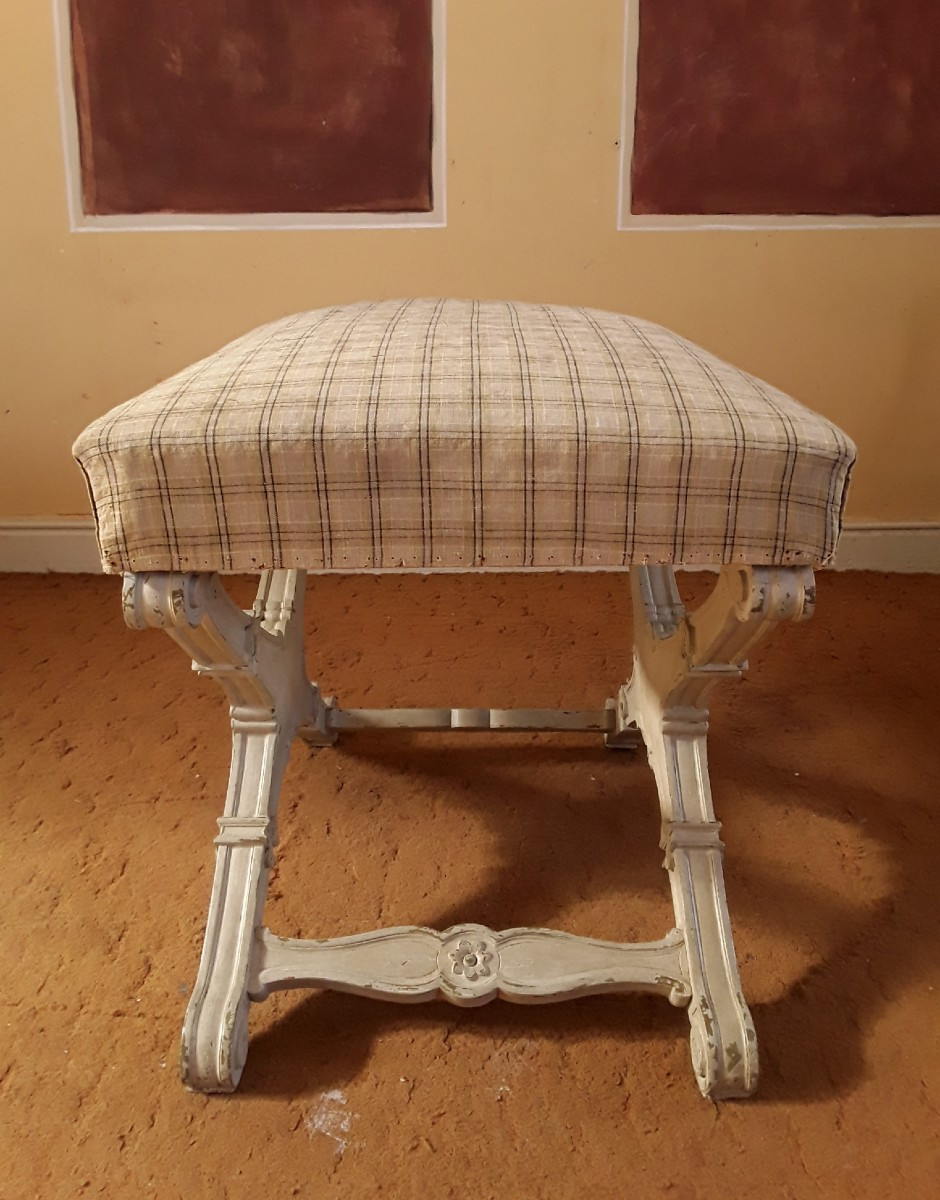 Grand tabouret en X , dît ployant. Époque XIX ème.-photo-4