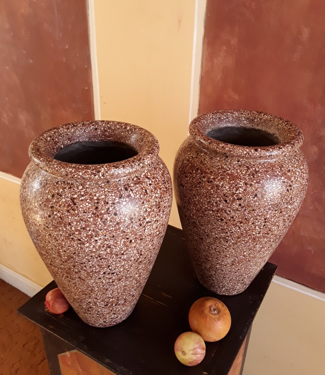 Important Pair Of Art Deco Period Vases. -photo-2