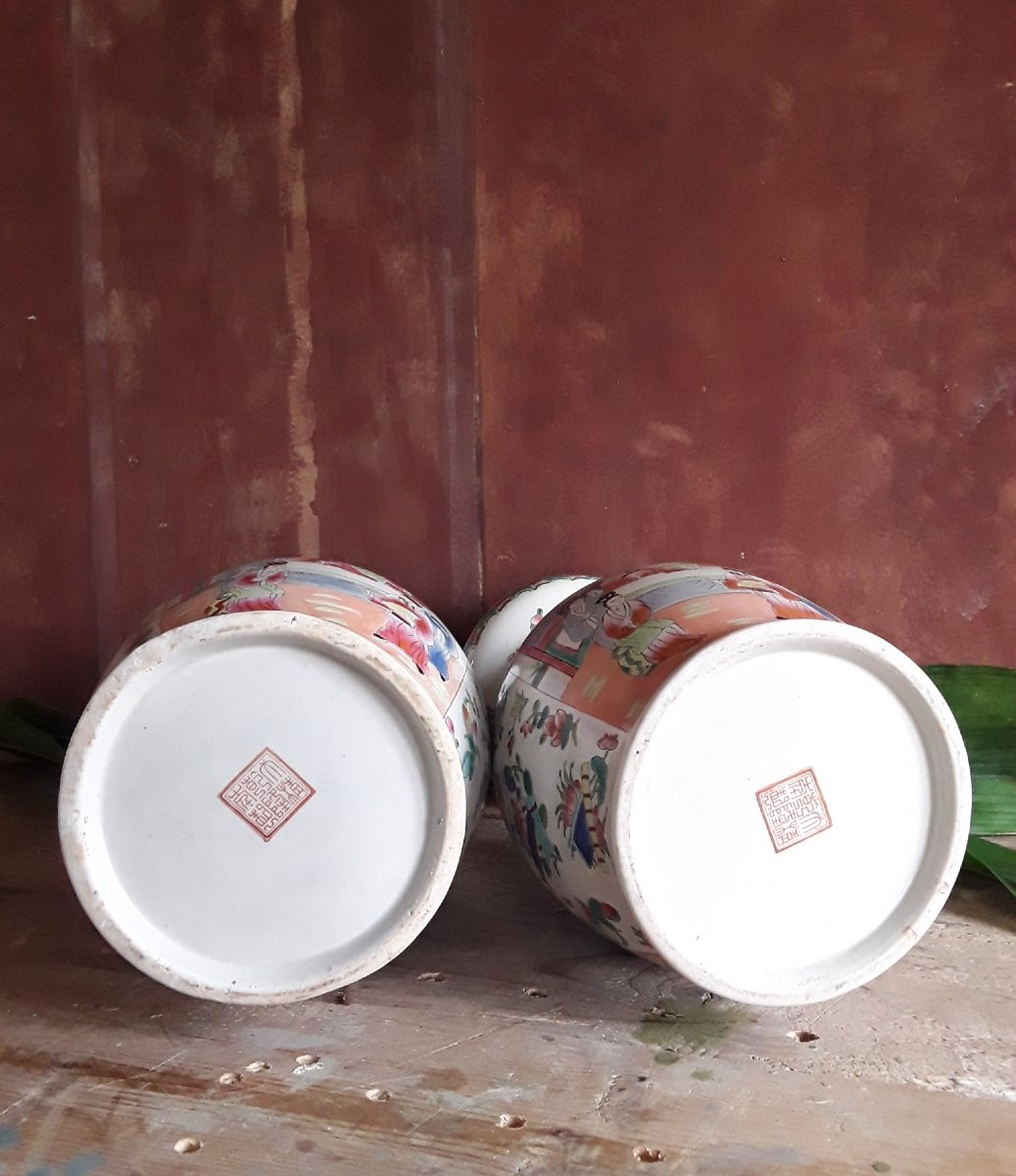 Chine XX ème. Paire de vases en porcelaine. -photo-3
