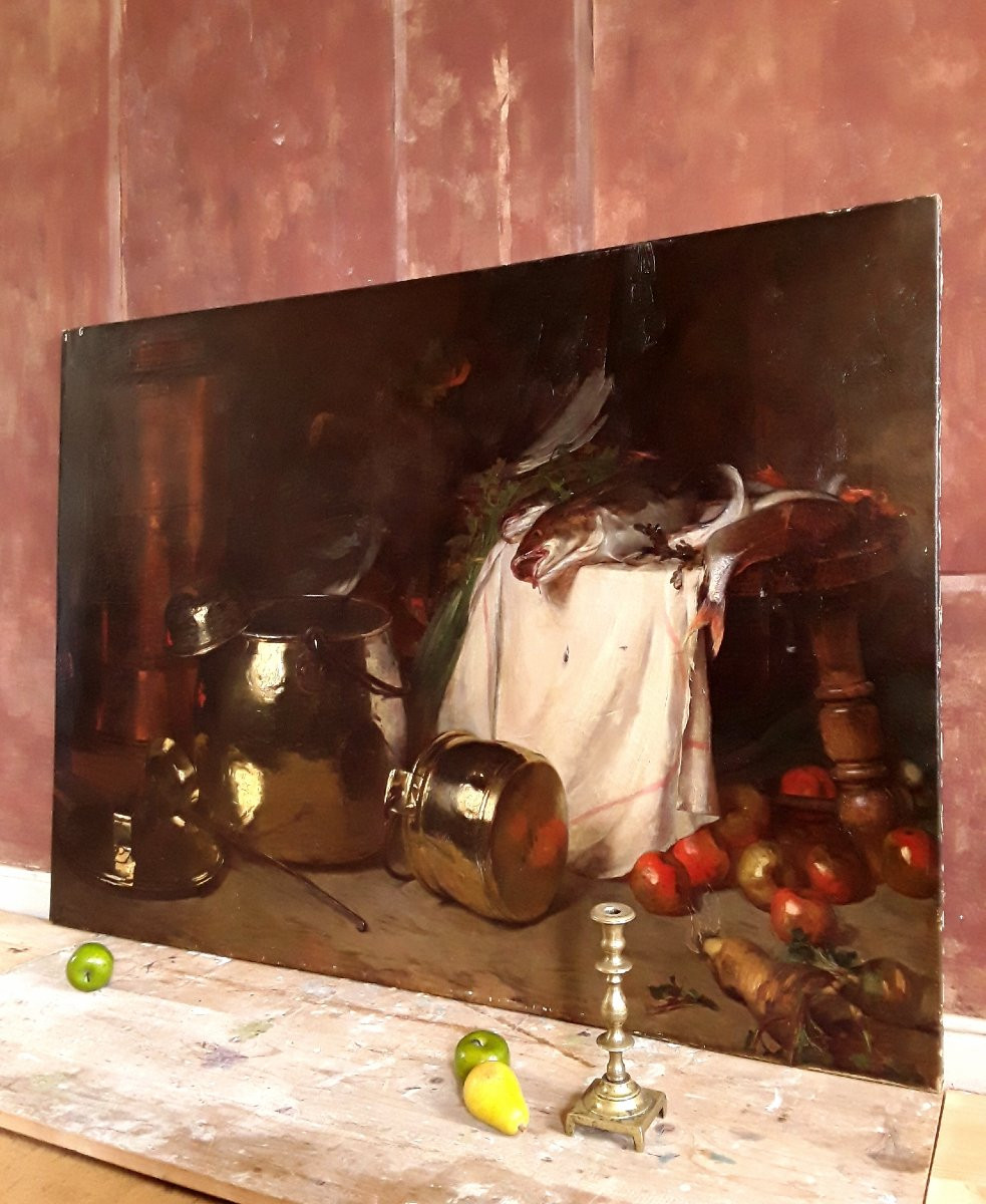 Importante Nature Morte par Jules Alexandre Grün. L 176 cm.-photo-3