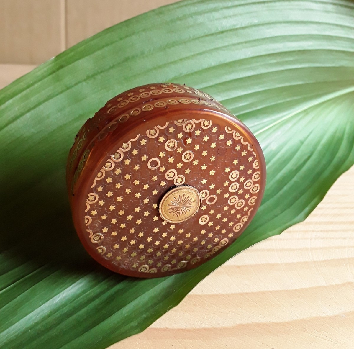 Box Made Of Tortoiseshell With Gold Flecks.