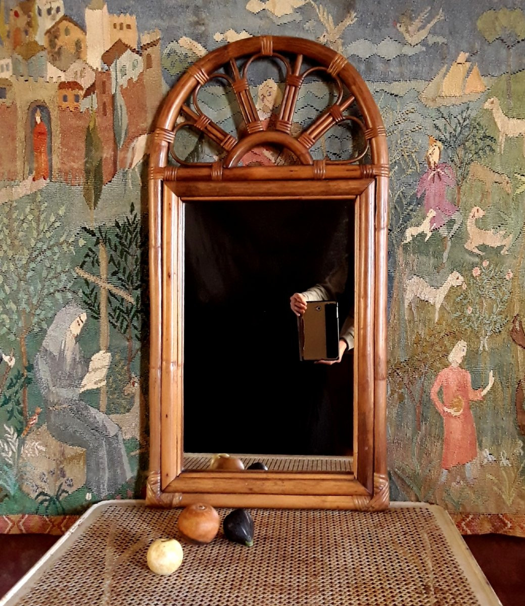 Miroir en Bambou (H 100 cm).-photo-1