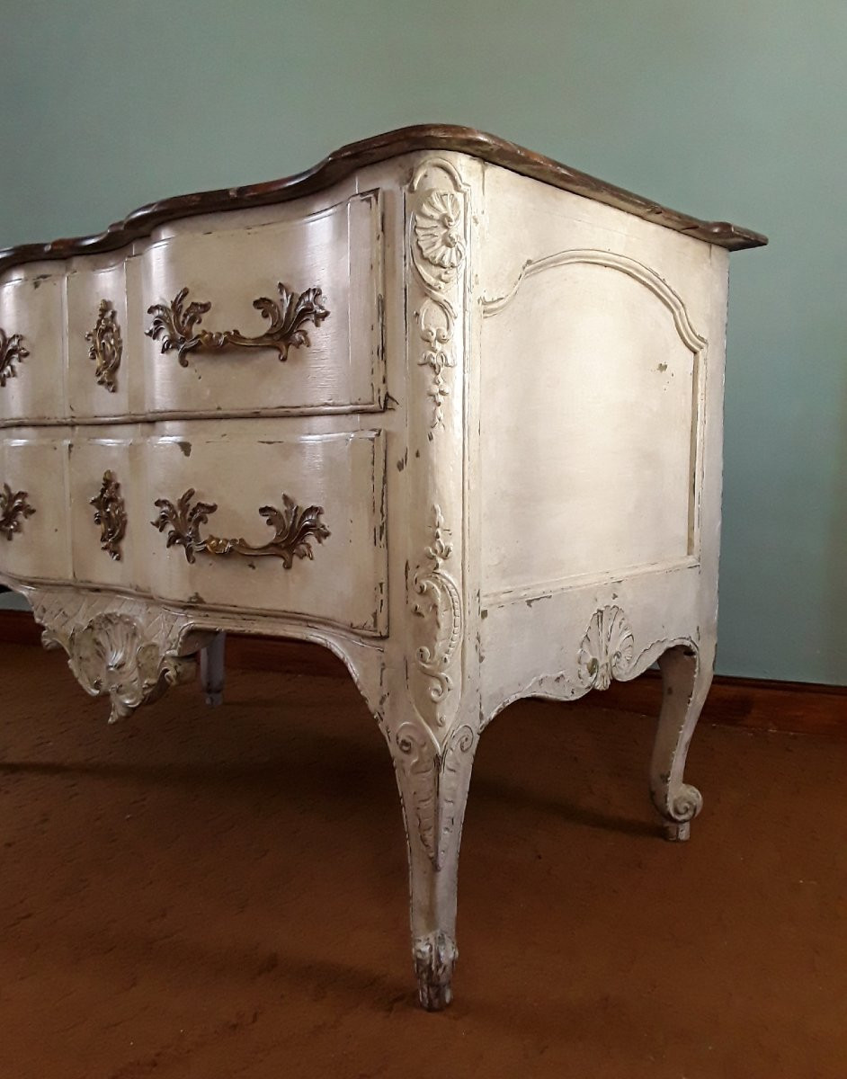 18th Century Lacquered Wooden Chest Of Drawers. -photo-3