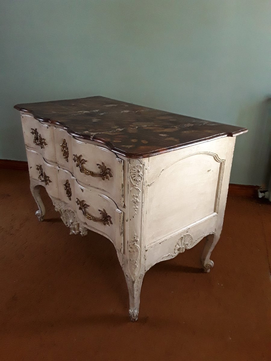 18th Century Lacquered Wooden Chest Of Drawers. -photo-6
