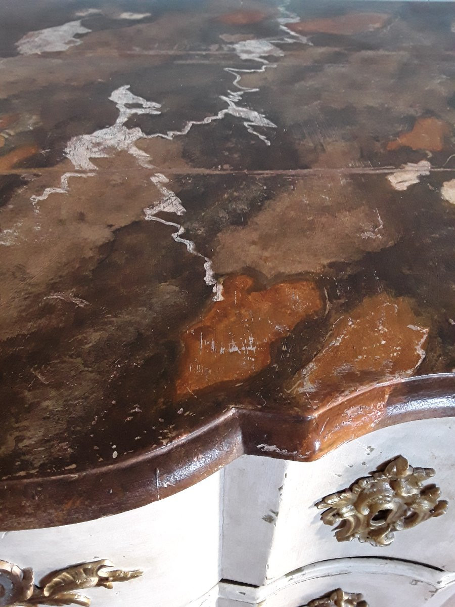 18th Century Lacquered Wooden Chest Of Drawers. -photo-7