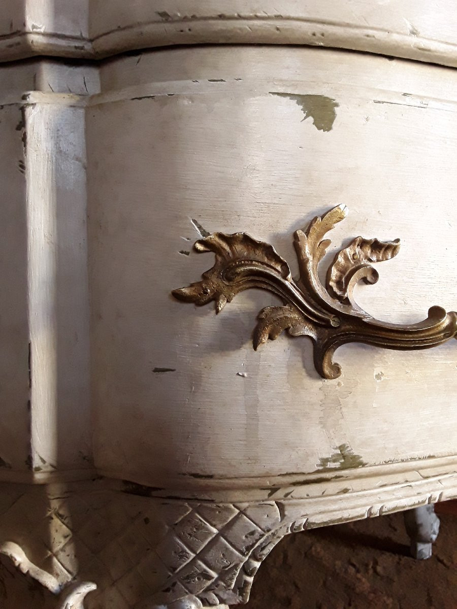 18th Century Lacquered Wooden Chest Of Drawers. -photo-8