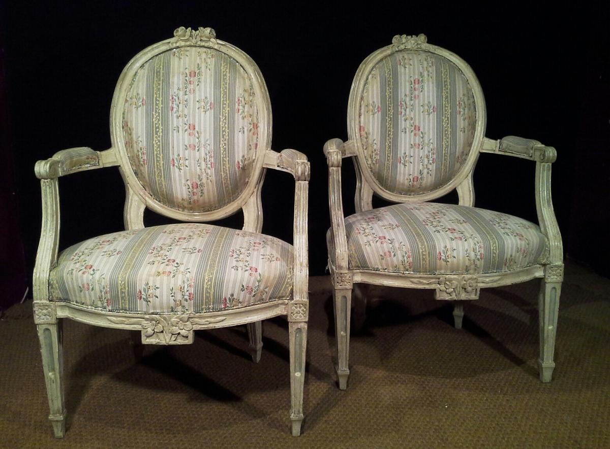 Pair Of Armchairs Stamped From Pillot. Louis XVI.