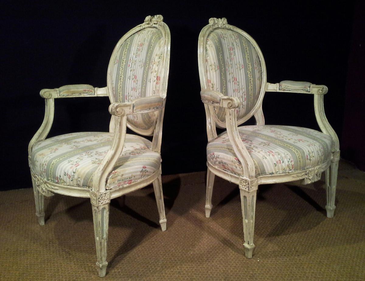 Pair Of Armchairs Stamped From Pillot. Louis XVI.-photo-2