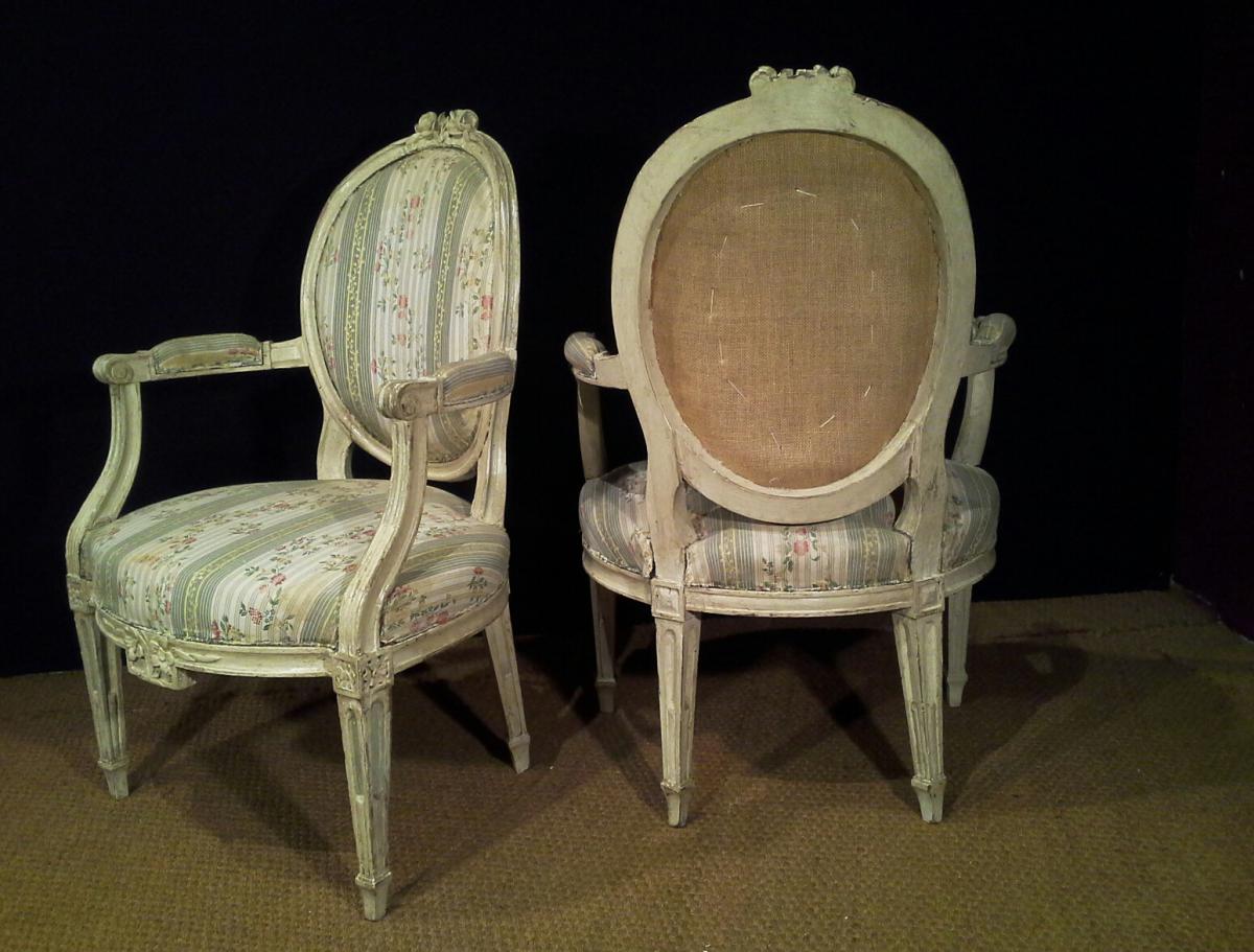 Pair Of Armchairs Stamped From Pillot. Louis XVI.-photo-4