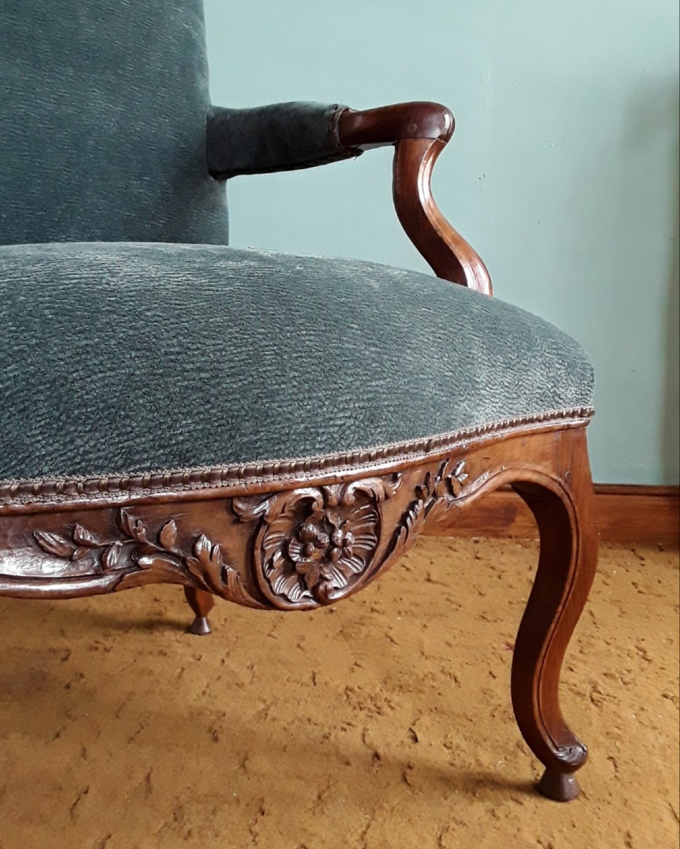 Important Fauteuil en acajou d'époque Régence. -photo-2