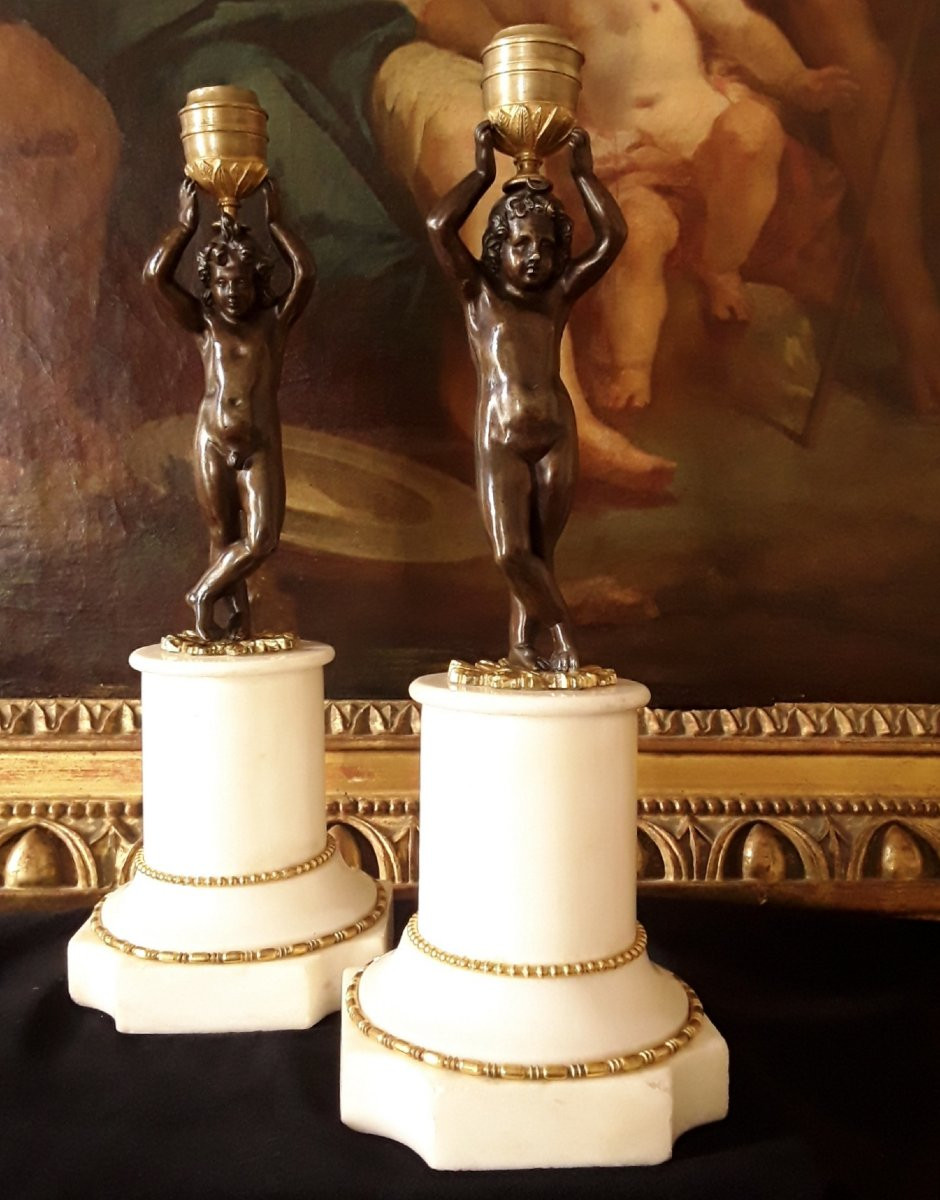 Pair Of Louis XVI Period Bronze Candlesticks. -photo-2