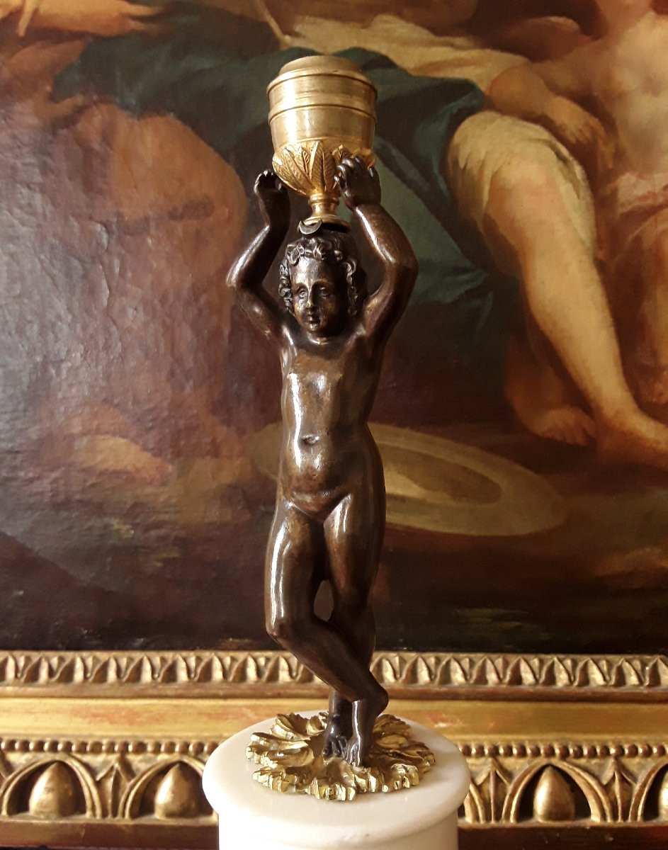 Pair Of Louis XVI Period Bronze Candlesticks. -photo-4