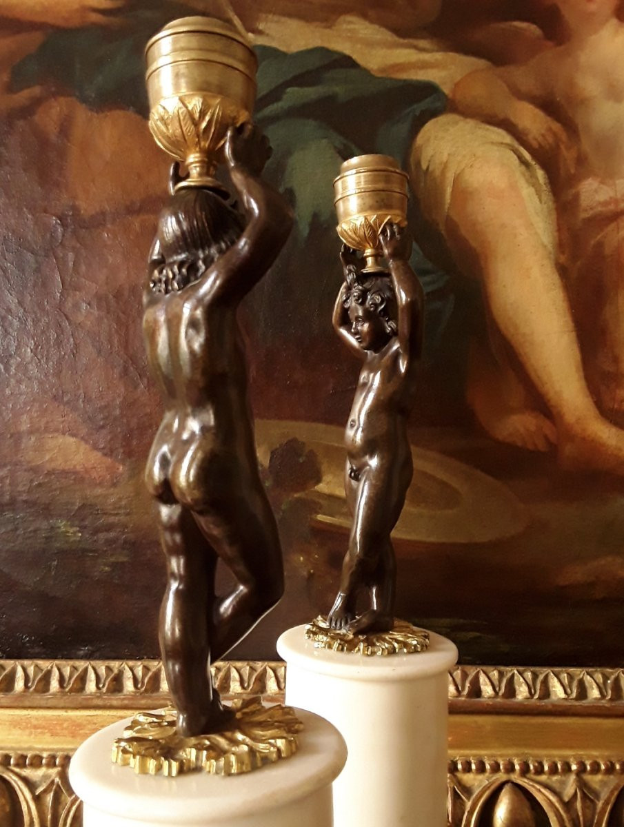 Pair Of Louis XVI Period Bronze Candlesticks. -photo-1