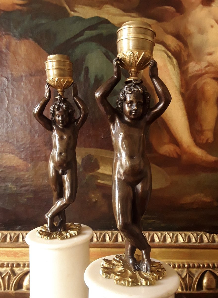 Pair Of Louis XVI Period Bronze Candlesticks. -photo-3