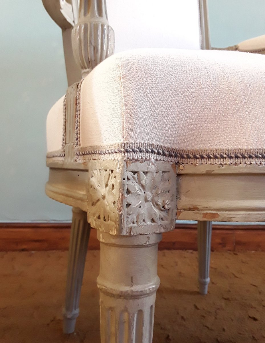 Paire de fauteuils d'époque Louis XVI. Estampillés Othon.-photo-7