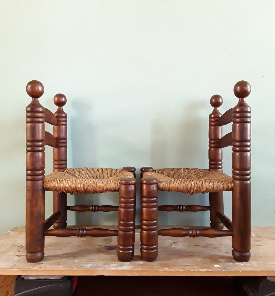 Pair Of Brutalist Chairs. Charles Dudouyt.-photo-4