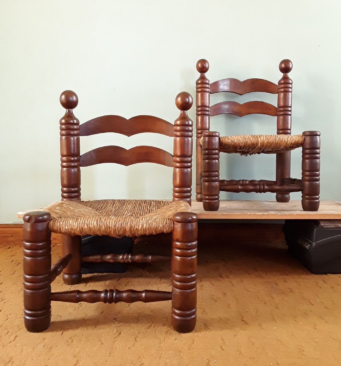 Pair Of Brutalist Chairs. Charles Dudouyt.