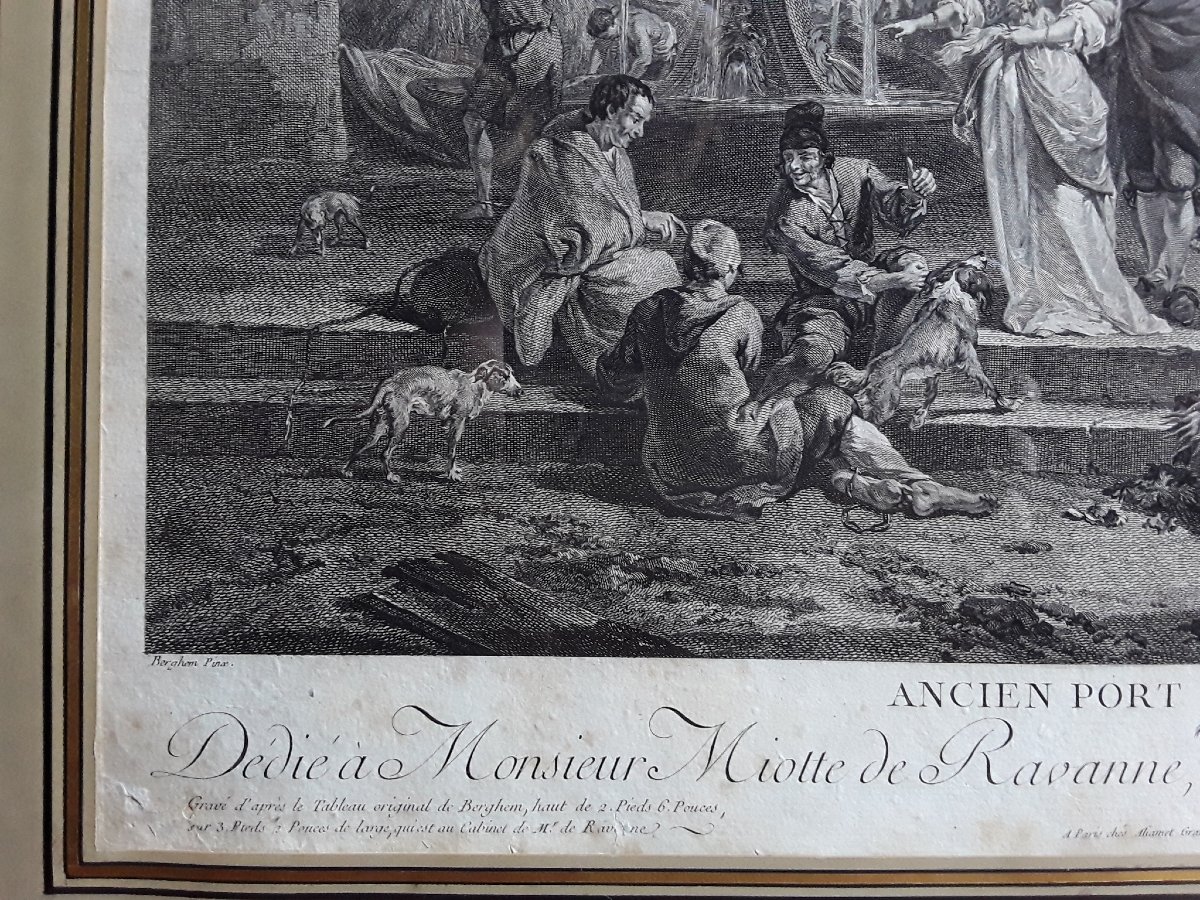 Grande gravure XVIII ème. "Port de Gênes"-photo-1