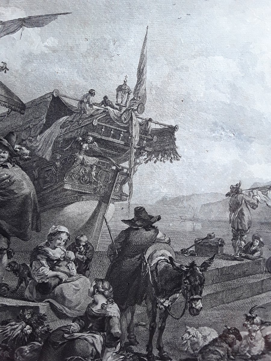 Grande gravure XVIII ème. "Port de Gênes"-photo-2