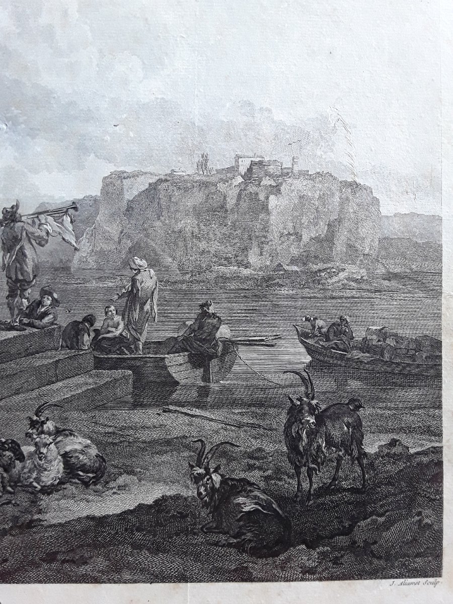 Grande gravure XVIII ème. "Port de Gênes"-photo-5