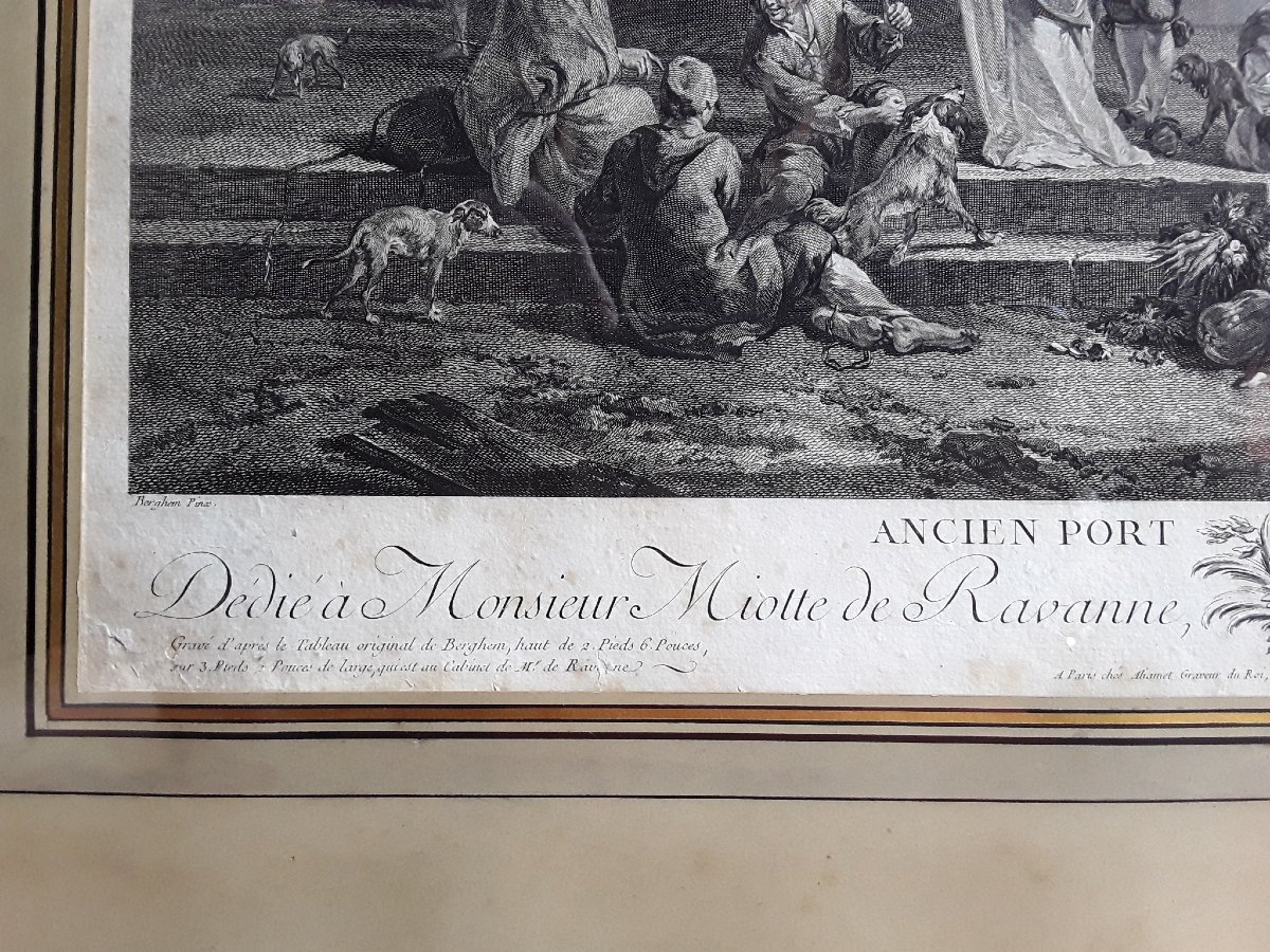 Grande gravure XVIII ème. "Port de Gênes"-photo-6