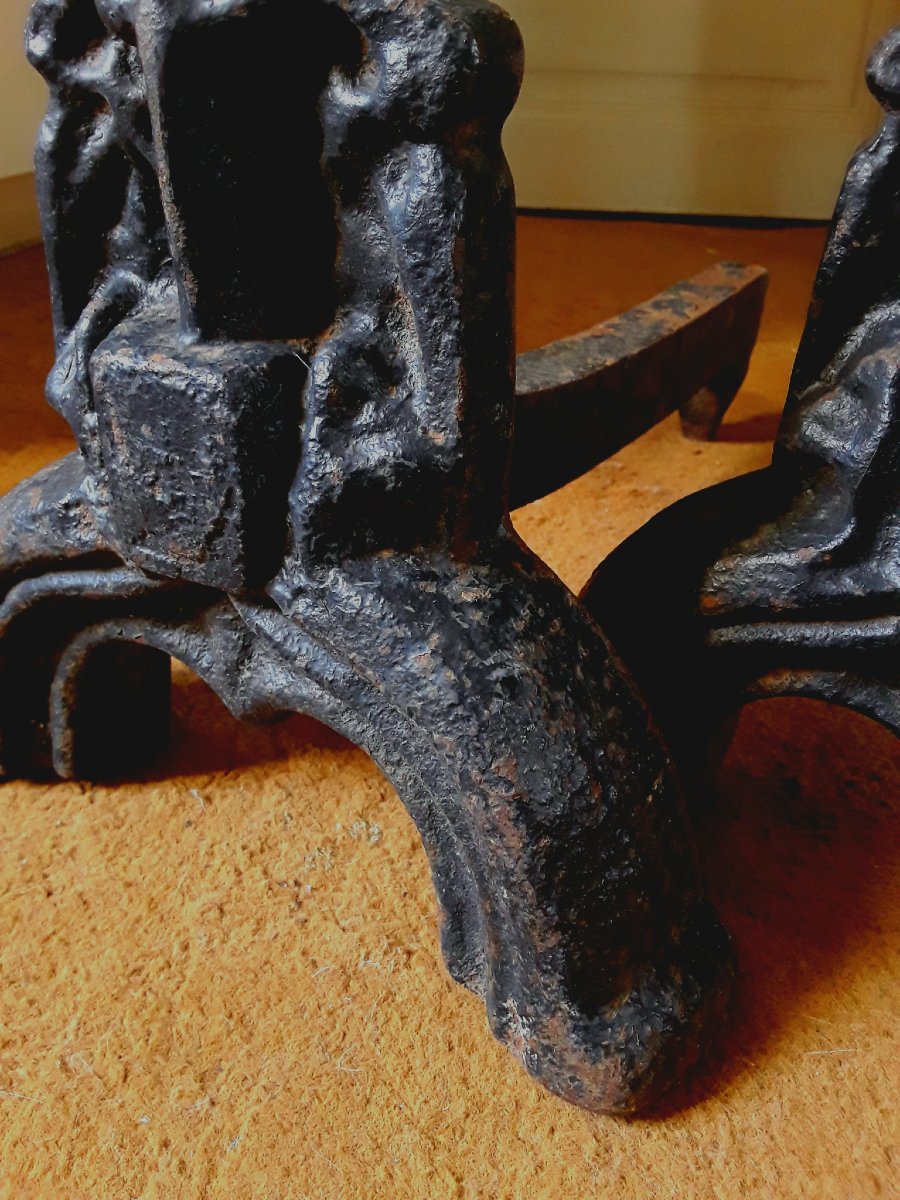 Pair Of Andirons From The XVth Century.-photo-4