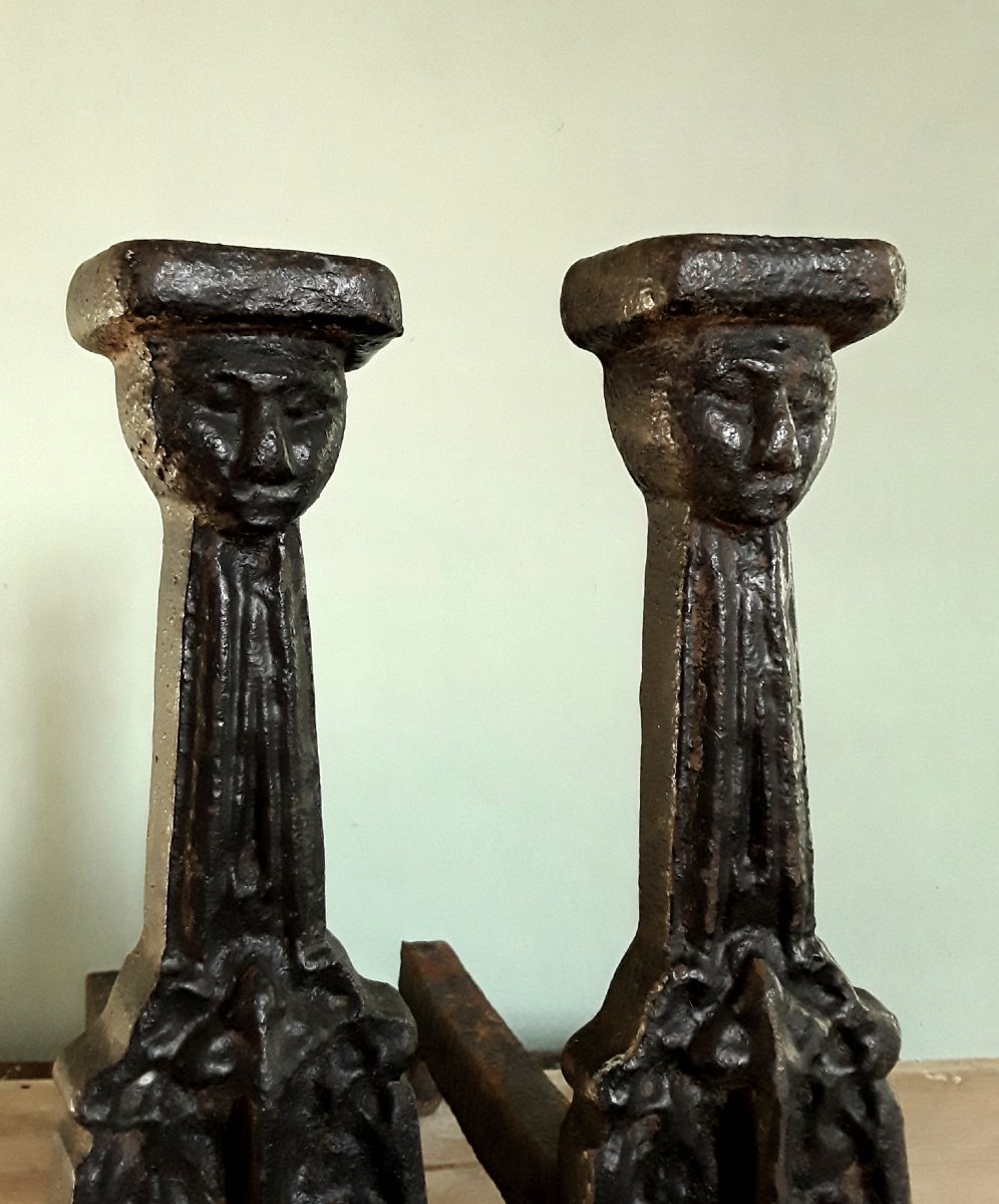 Pair Of Andirons From The XVth Century.-photo-2
