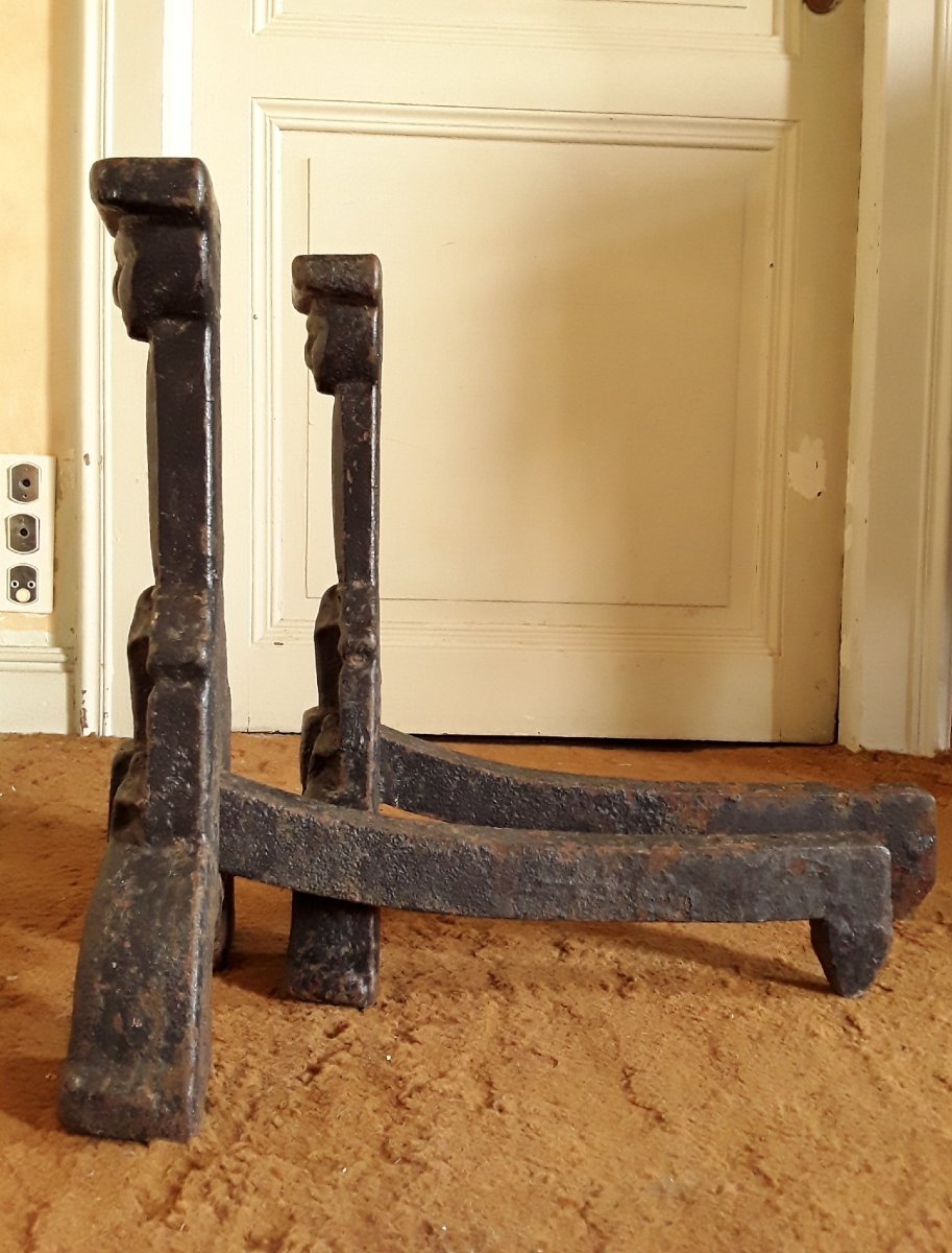 Pair Of Andirons From The XVth Century.-photo-3