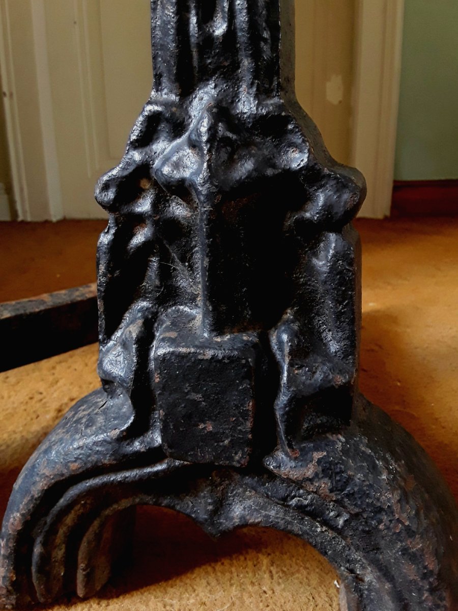 Pair Of Andirons From The XVth Century.-photo-8