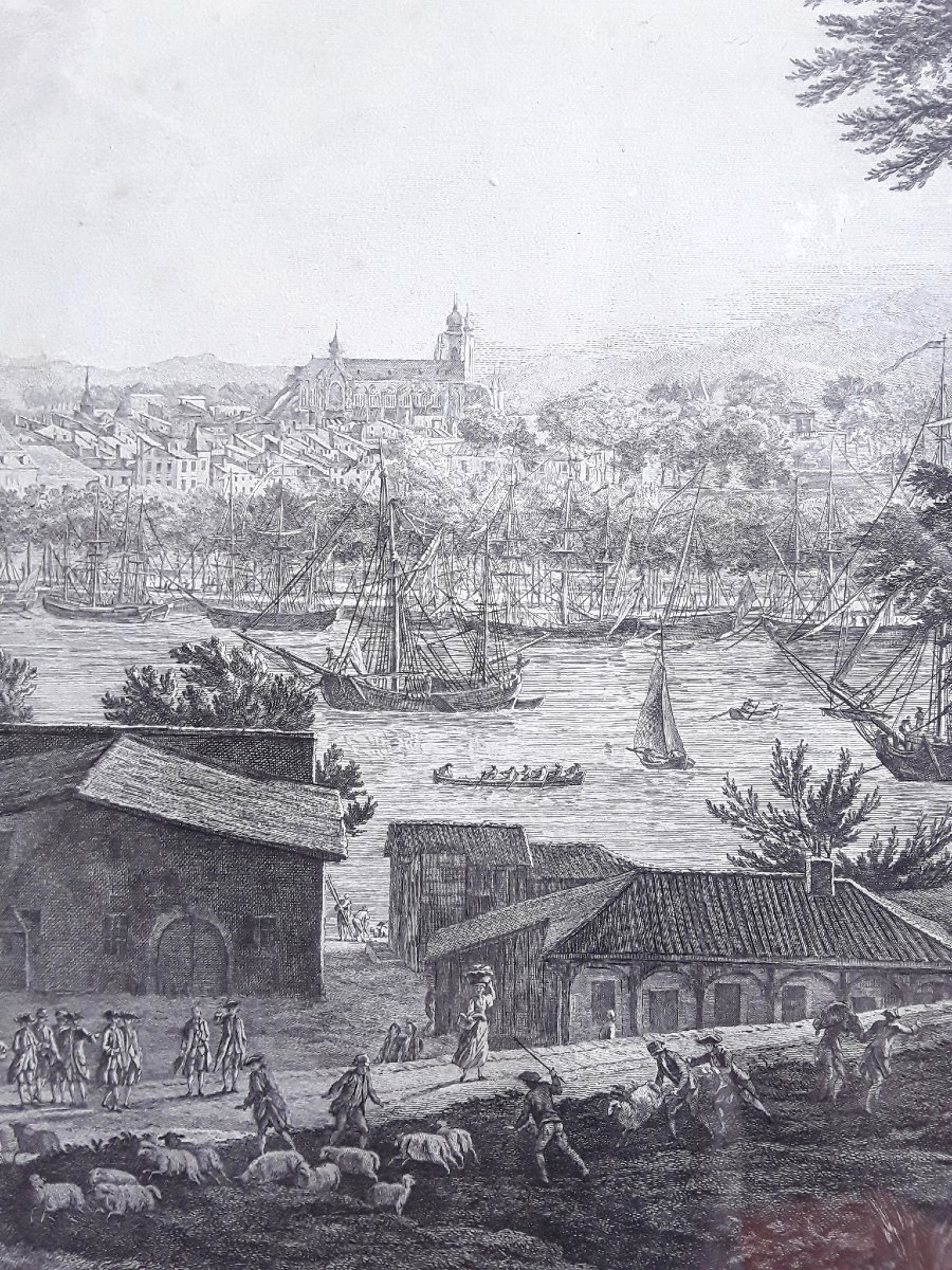 Vue de Bayonne. Gravée par Cochin et Le Bas . D'après Joseph Vernet. -photo-3