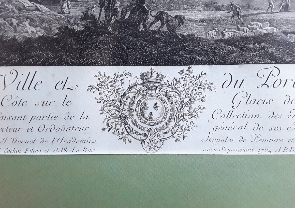 Vue de Bayonne. Gravée par Cochin et Le Bas . D'après Joseph Vernet. -photo-2
