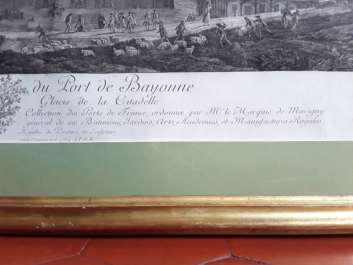 Vue de Bayonne. Gravée par Cochin et Le Bas . D'après Joseph Vernet. -photo-3